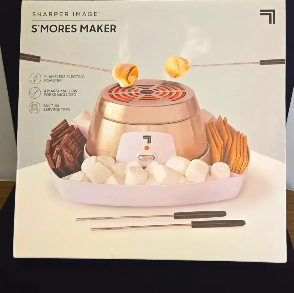 Sharper Image Electric Flameless S'mores Maker w/ Serving Tray & 4 Forks